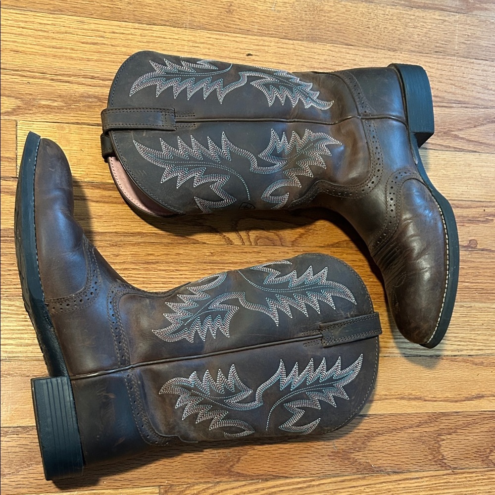 Ariat Brown Western Leather Cowboy Boots - Picture 3 of 12